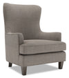 Fauteuil d’appoint à oreilles Sofa Lab personnalisable de 32 po fabriqué au Canada en tissu d’apparence lin - gris Luna Smoke