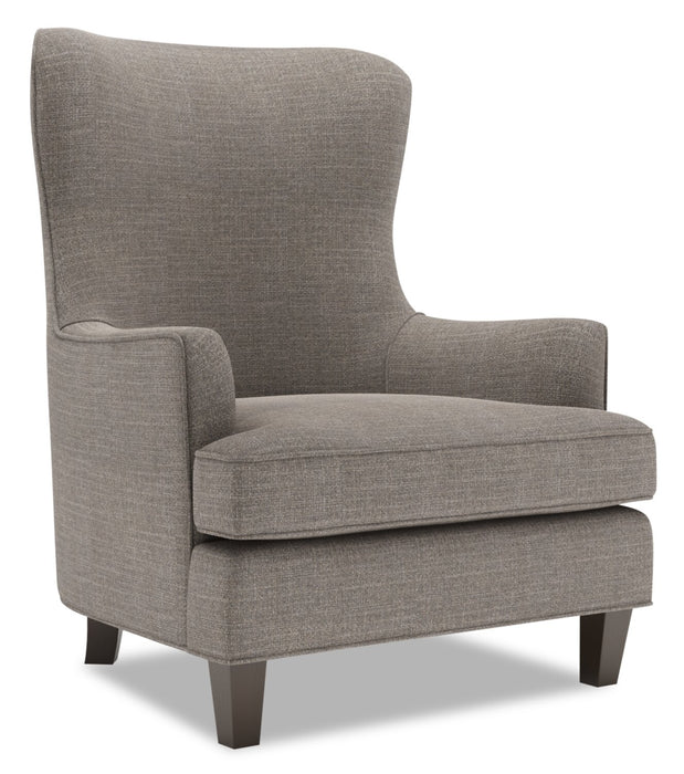 Fauteuil d’appoint à oreilles Sofa Lab personnalisable de 32 po fabriqué au Canada en tissu d’apparence lin - gris Luna Smoke
