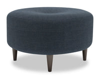  Pouf The Curve de Sofa Lab de 31 po fabriqué au Canada en tissu d’apparence lin - bleu Luna Sailor 