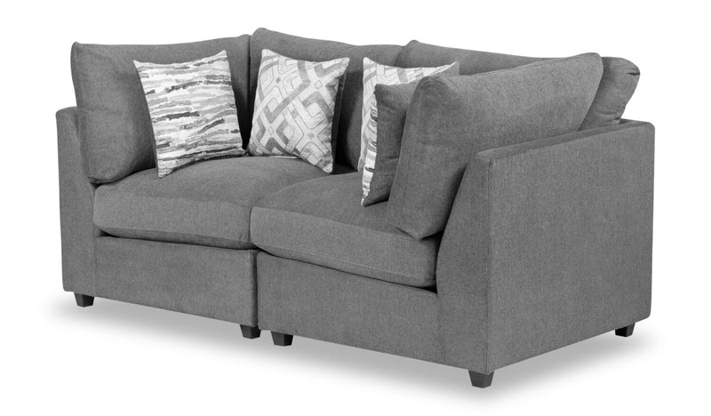 Causeuse modulaire Evolve de Scott Living de 79 po en tissu d’apparence lin avec coussins amovibles en duvet et plumes - gris anthracite