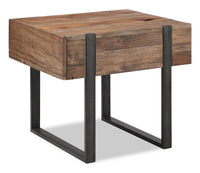 Table de fauteuil rustique Manchester de 22 po avec rangement - bois brun avec base en fer