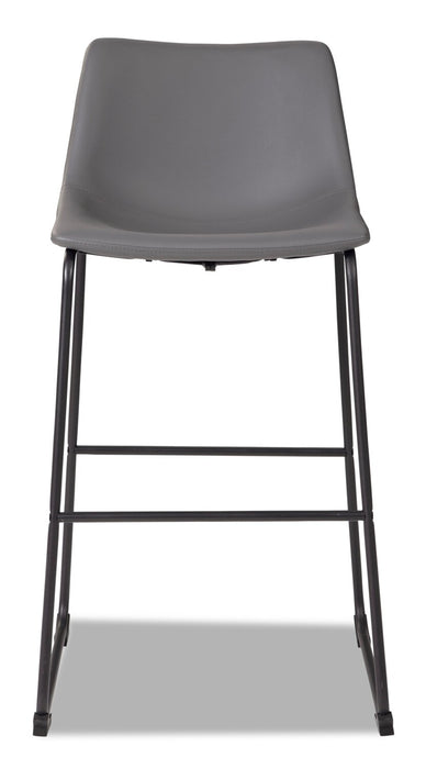Tabouret bar Cole en tissu de cuir végétalien et en métal - gris
