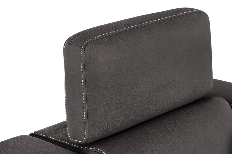 Fauteuil Drake de 41,5 po en tissu de suédine avec pouf rétractable et appuie-têtes relevables - gris ciment