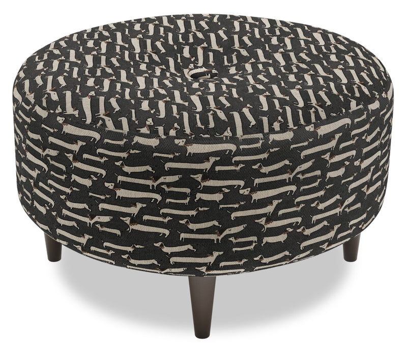 Pouf personnalisable The Curve de Sofa Lab de 31 po fabriqué au Canada en tissu - Peppercorn multicolore