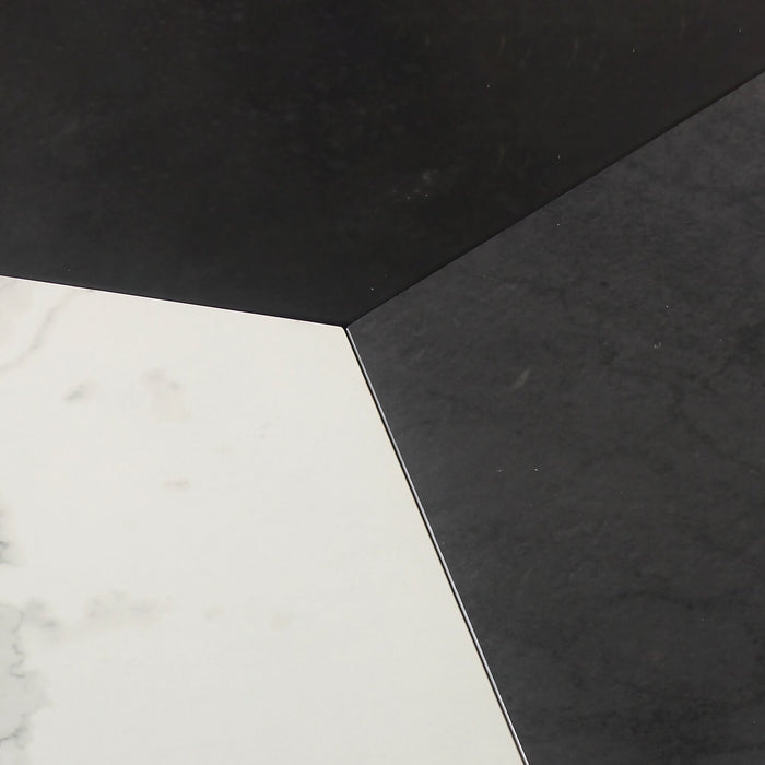 Table à café ronde moderne Titan de 25,2 po - blanche, grise et noire 