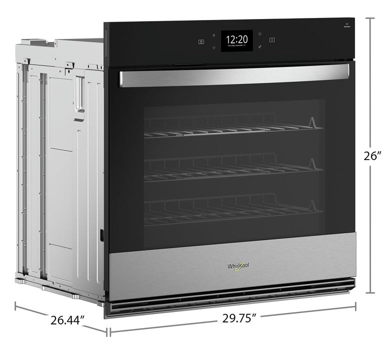 Four mural simple électrique Whirlpool de 4,3 pi³ et de 27 po avec convection véritable - acier inoxydable résistant aux traces de doigts - WOES7027PZ