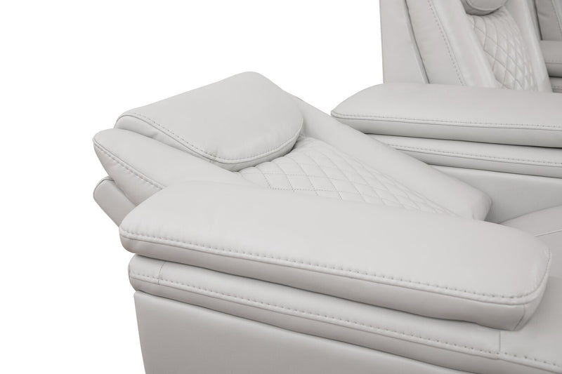 Sofa sectionnel à inclinaison électrique Cinema 6 pièces en apparence cuir avec appuie-têtes électriques - gris brume cosmique