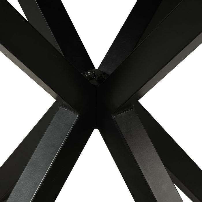 Table de salle à manger ronde Verona de 42 po (L) en métal avec dessus en marbre synthétique et base géométrique - blanche