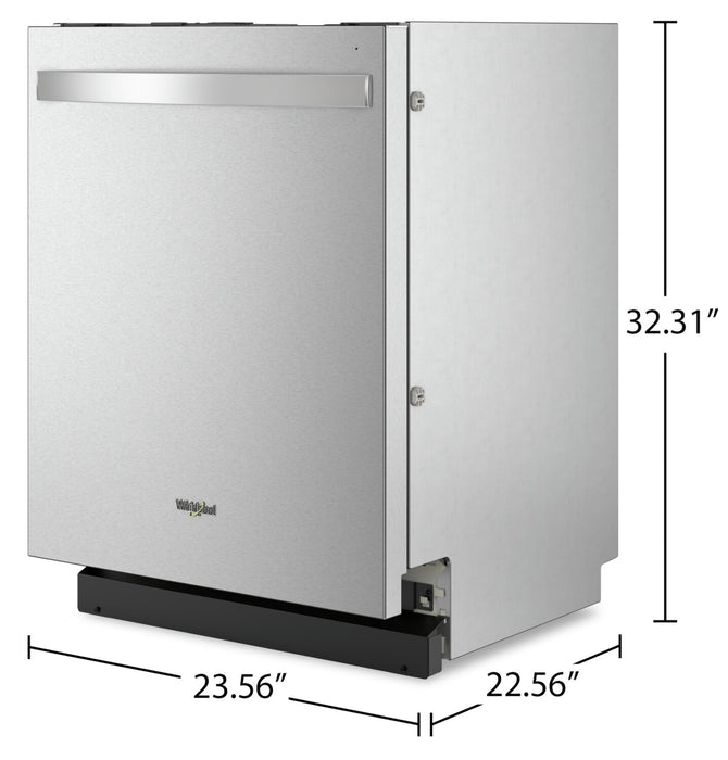 Lave-vaisselle encastré Whirlpool de 24 po et de 44 dBA avec commandes sur le dessus - acier inoxydable résistant aux traces de doigts - WDT550SAPZ