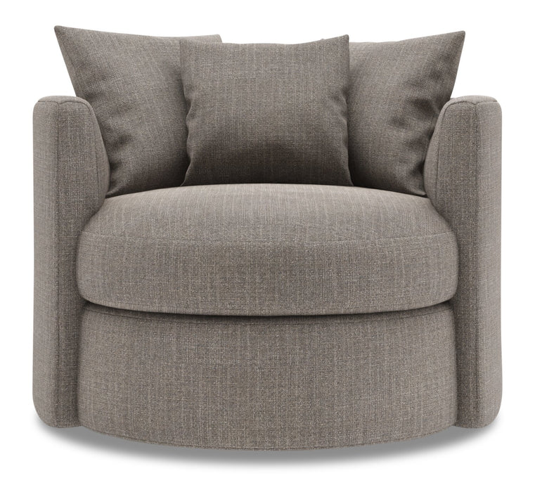 Fauteuil d’appoint pivotant Nest de Sofa Lab personnalisable de 41 po fabriqué au Canada en tissu d’apparence lin -  gris Luna Smoke