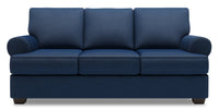  Sofa-lit Roll de Sofa Lab de 86 po fabriqué au Canada en tissu d’apparence lin avec accoudoirs enroulés - bleu Pax Navy 