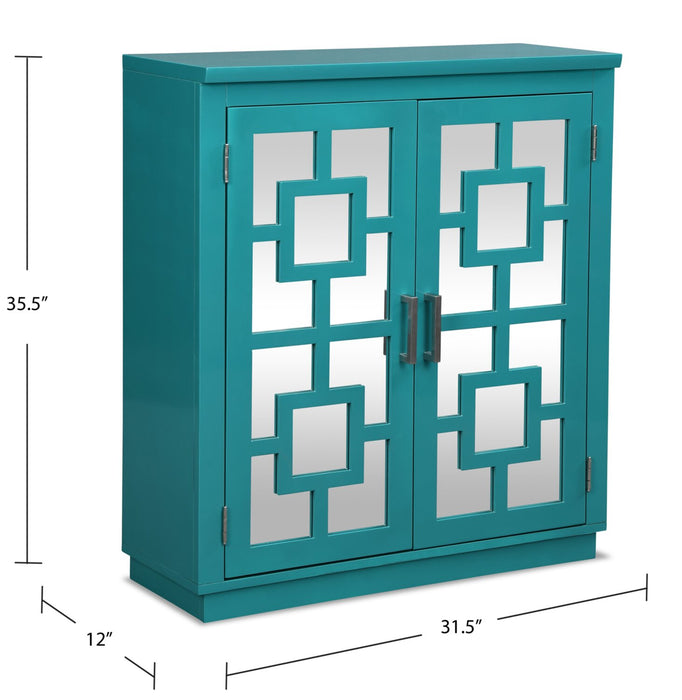 Armoire décorative Darci de 31,5 po avec portes en miroir - bleue
