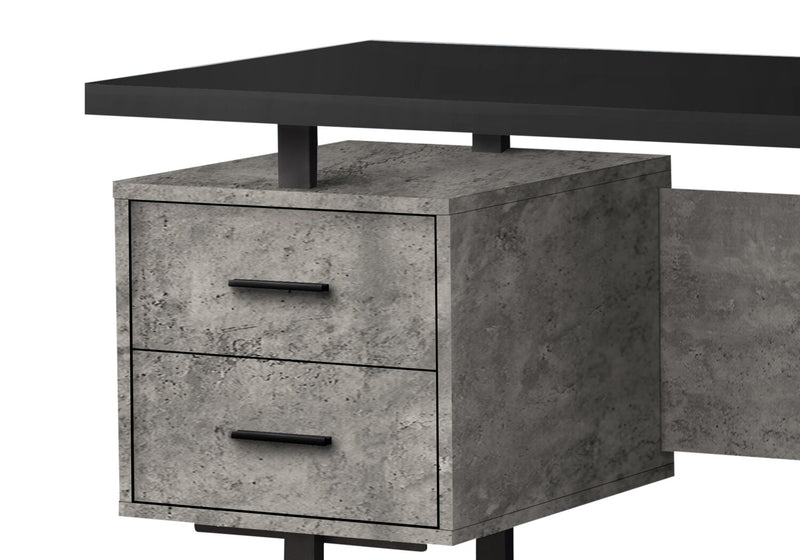 Bureau réversible Teagan de 60 po à 3 tiroirs - apparence béton gris