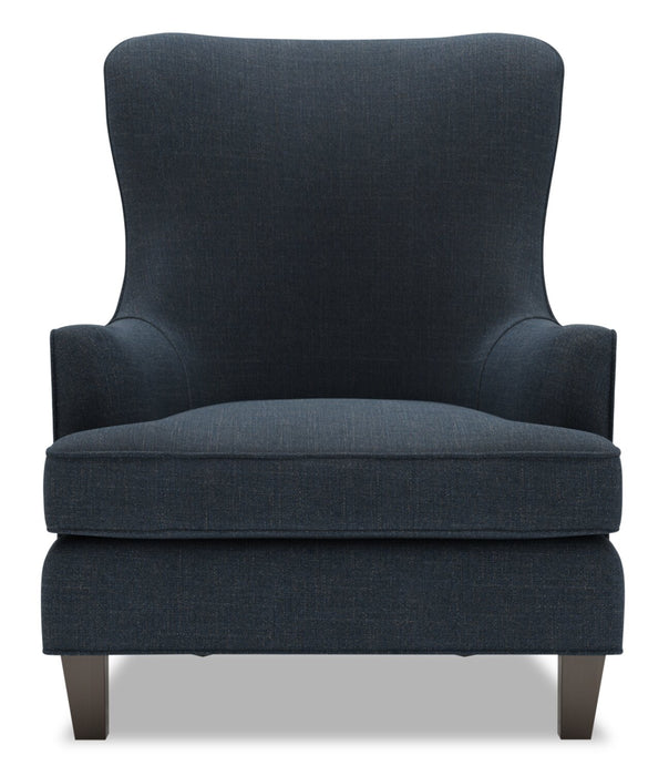 Fauteuil d’appoint à oreilles Sofa Lab personnalisable de 32 po fabriqué au Canada en tissu d’apparence lin - bleu Luna Sailor