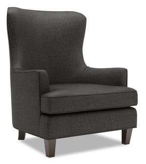 Fauteuil d’appoint à oreilles Sofa Lab personnalisable de 32 po fabriqué au Canada en tissu d’apparence lin - gris Luna Kohl