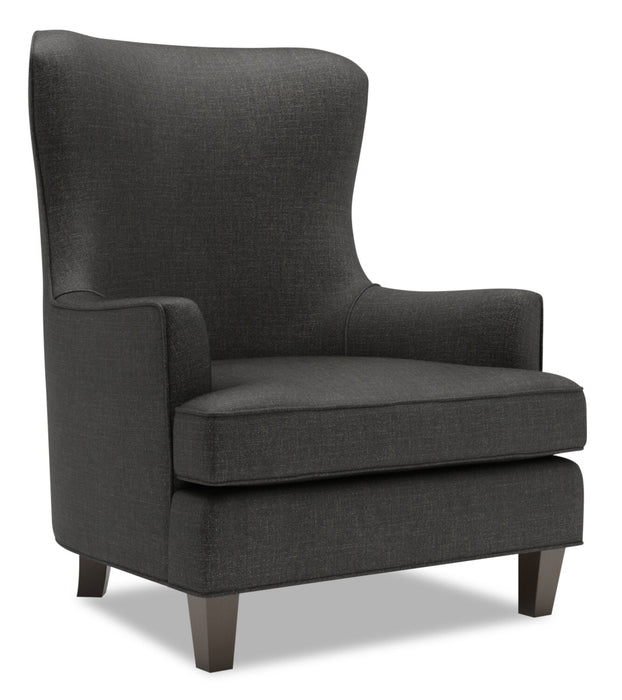 Fauteuil d’appoint à oreilles Sofa Lab personnalisable de 32 po fabriqué au Canada en tissu d’apparence lin - gris Luna Kohl