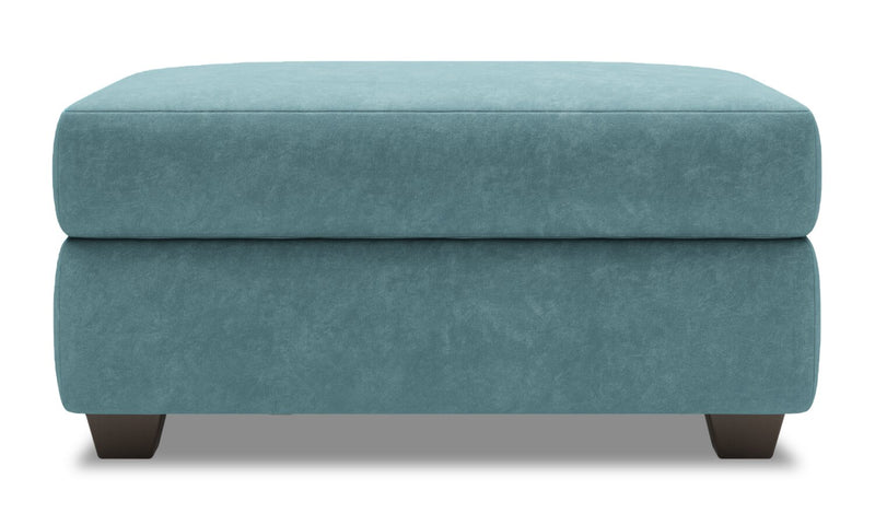 Pouf de rangement personnalisable The Trunk de Sofa Lab de 39 po fabriqué au Canada en tissu de velours - bleu Sea Blue
