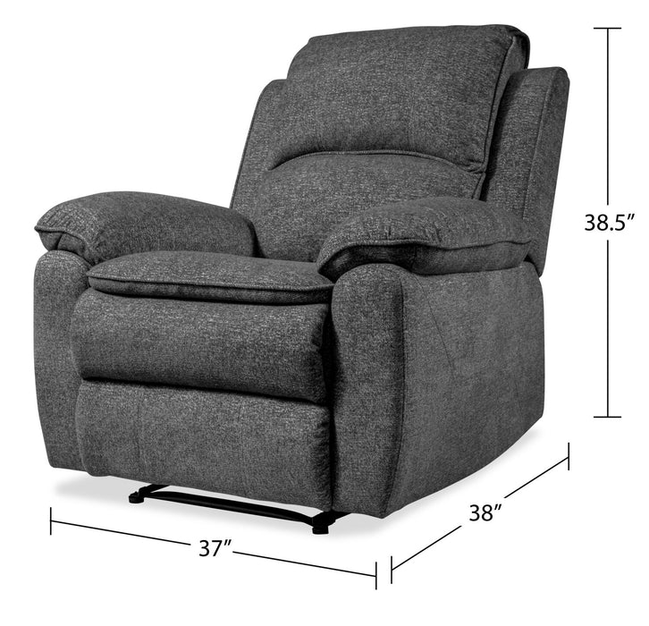 Fauteuil inclinable Chandler de 37 po en tissu de chenille - gris