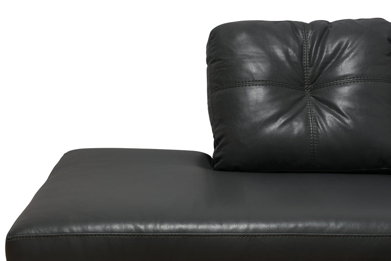 Sofa sectionnel de gauche Addison 2 pièces fabriqué au Canada en tissu d’apparence cuir avec coussins de siège amovibles - gris