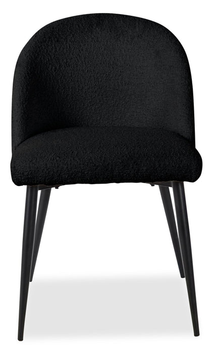Chaise de salle à manger Bali en tissu bouclé et en métal - noire