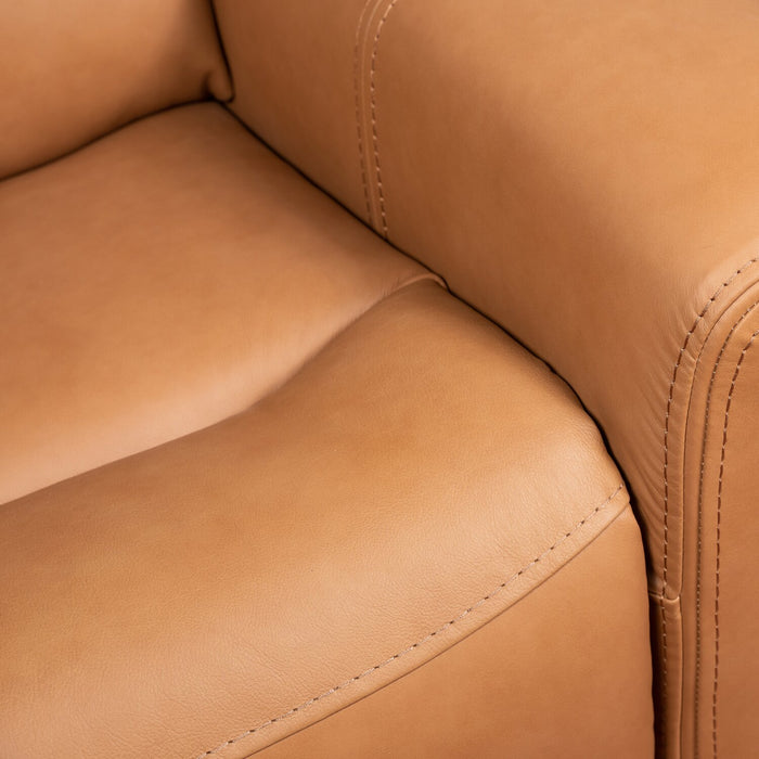 Sofa à inclinaison électrique Prescott de Scott Living de 88,5 po en cuir véritable avec appuie-têtes électriques - brun courge musquée