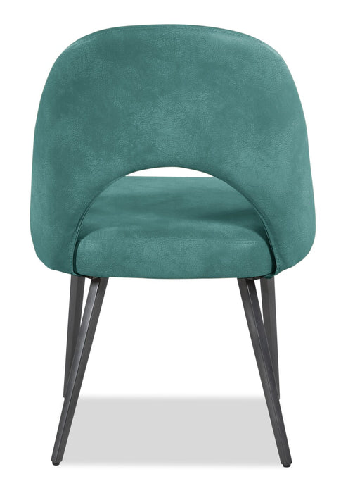 Chaise de salle à manger Bay de Kort & Co. en tissu de cuir végétalien et en métal - turquoise