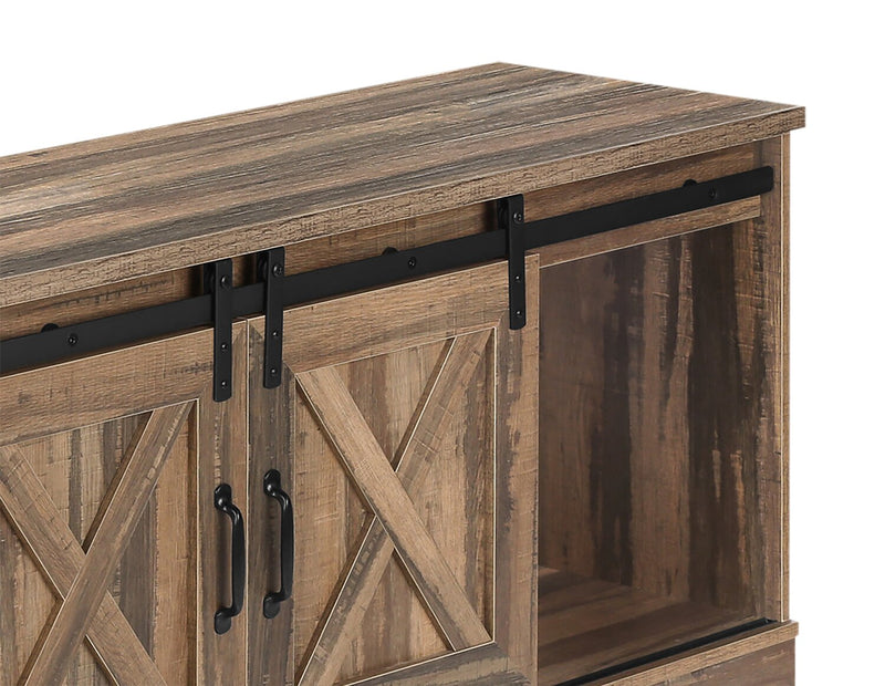 Meuble pour téléviseur moderne Marston de 60 po avec rangement et système de gestion des câbles pour téléviseurs jusqu’à 65 po - brun