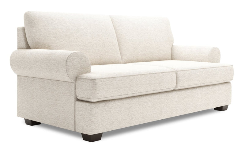 Sofa personnalisable Roll de Sofa Lab de 76 po de format condo fabriqué au Canada en tissu de chenille avec accoudoirs enroulés - beige Luxury Sand