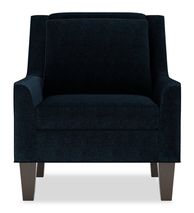 Fauteuil d’appoint club Sofa Lab personnalisable de 29 po fabriqué au Canada en tissu de chenille avec pattes en bois - bleu Luxury Indigo