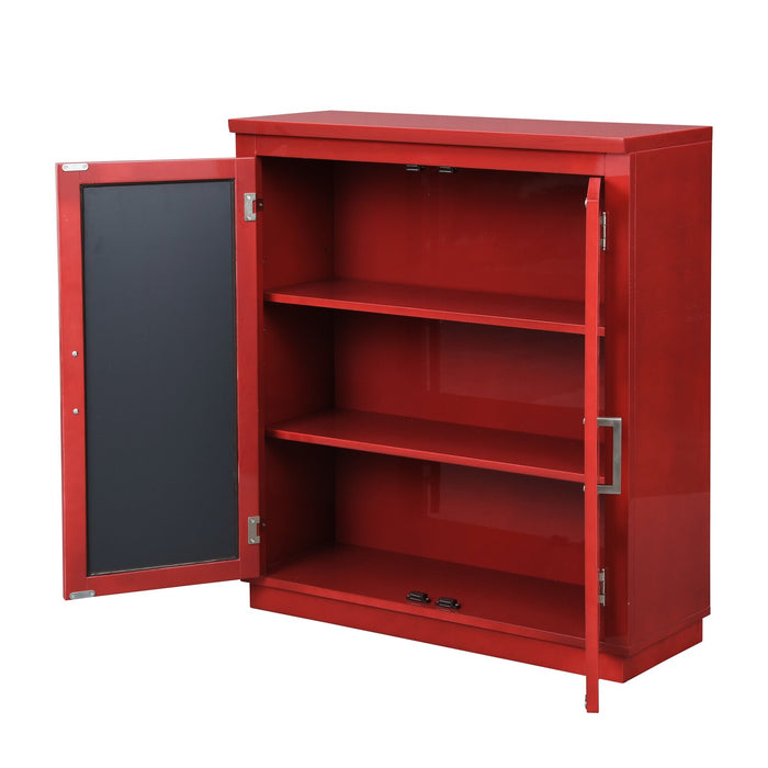 Armoire décorative Darci de 31,5 po avec portes en miroir - rouge