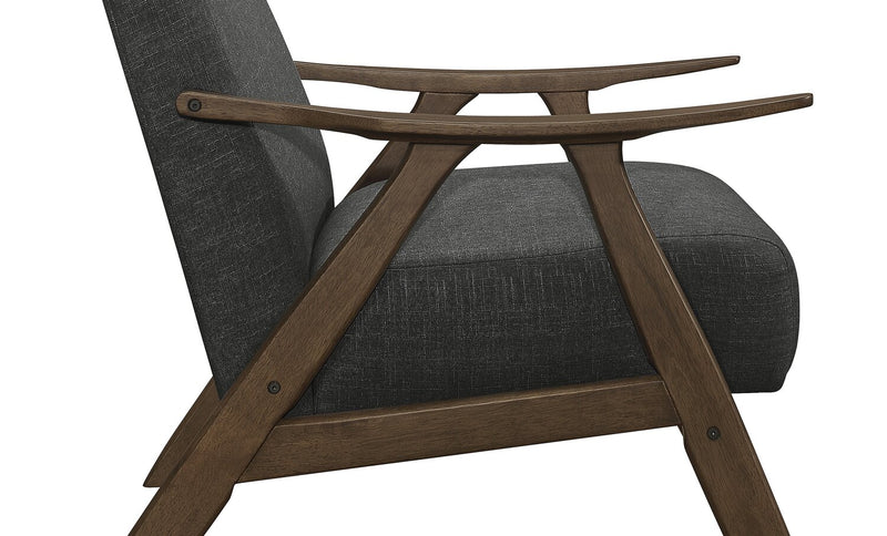 Fauteuil d’appoint Kyra de 28,5 po en tissu d’apparence lin avec accoudoirs courbés et armature en bois - gris