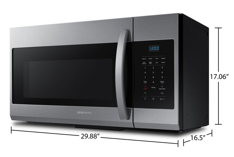 Four à micro-ondes à hotte intégrée Samsung de 1,7 pi³ avec 300 pi³/min, Wi-Fi et cuisson et réchauffage automatiques - acier inoxydable - ME17R7011ES/AC