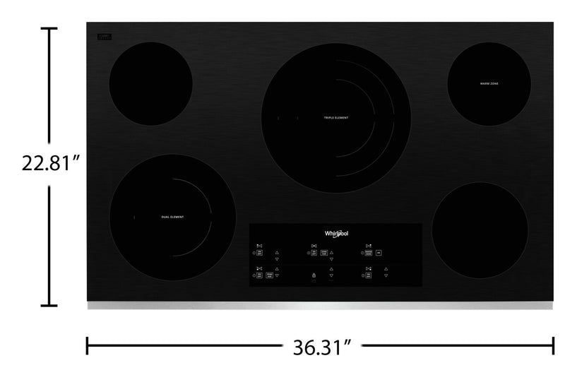 Surface de cuisson électrique Whirlpool de 36 po à 5 éléments - acier inoxydable - WCE97US6KS
