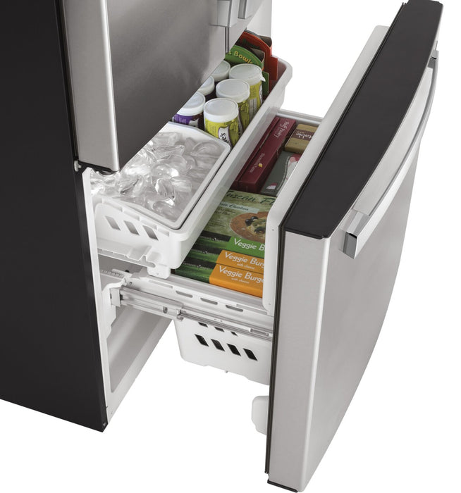 Réfrigérateur GE de 18,6 pi³ et de 33 po à portes françaises - acier inoxydable résistant aux traces de doigts - GWE19JYLFS