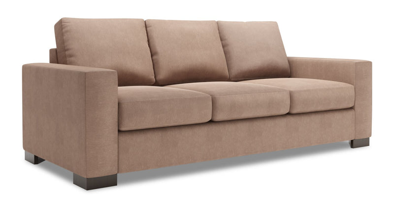 Sofa personnalisable Track de Sofa Lab de 85 po fabriqué au Canada en tissu d’apparence lin avec accoudoirs rectilignes - brun Pax Wicker