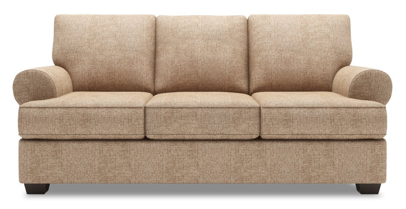 Sofa-lit personnalisable Roll de Sofa Lab de 86 po fabriqué au Canada en tissu de chenille avec accoudoirs enroulés - taupe Luxury Taupe
