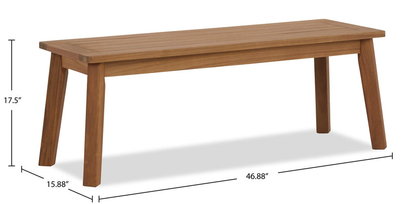 Banc Bern pour la terrasse à l’extérieur - 46 po (L), acacia et fini en polyuréthanne - naturel