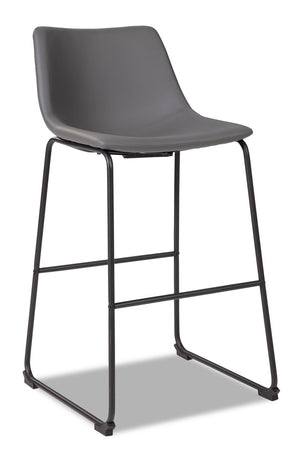 Tabouret bar Cole en tissu de cuir végétalien et en métal - gris