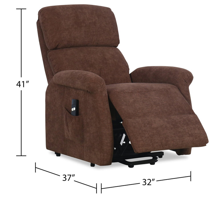 Fauteuil basculeur à inclinaison électrique Ruben de 32 po en tissu de chenille - brun chocolat