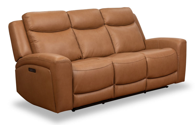 Sofa à inclinaison électrique Prescott de Scott Living de 88,5 po en cuir véritable avec appuie-têtes électriques - brun courge musquée