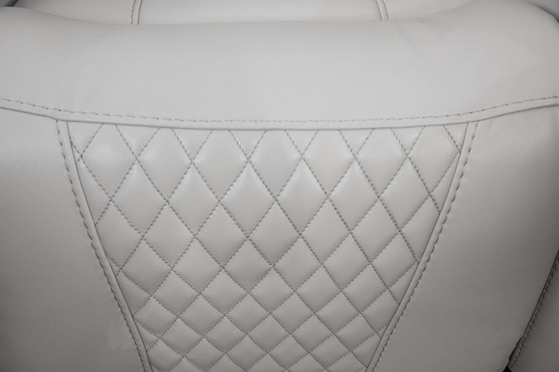 Sofa sectionnel à inclinaison électrique Cinema 6 pièces en apparence cuir avec appuie-têtes électriques - gris brume cosmique