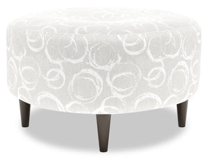 Pouf personnalisable The Curve de Sofa Lab de 31 po fabriqué au Canada en tissu - blanc Mist White