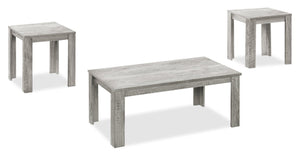 Ensemble 3 tables traditionnelles Remy de 44 po (table à café et 2 tables de bout) - gris 