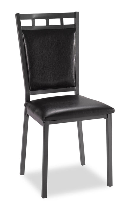 Ensemble de salle à manger Marc 5 pièces en métal avec table de 48 po (L), dessus en imitation de marbre et 4 chaises - noir