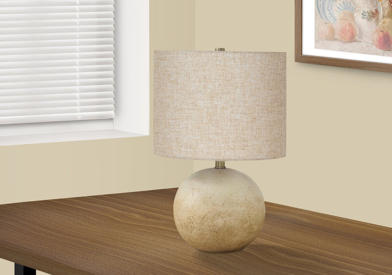 Lampe de table de 20 po béton beige avec abat-jour lin