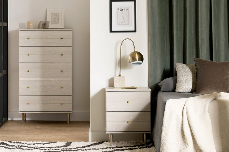 Commode verticale somptueuse Lake de 29 po (L) x 52 po (H) à 5 tiroirs pour la chambre à coucher, fabriquée au Canada - blanche