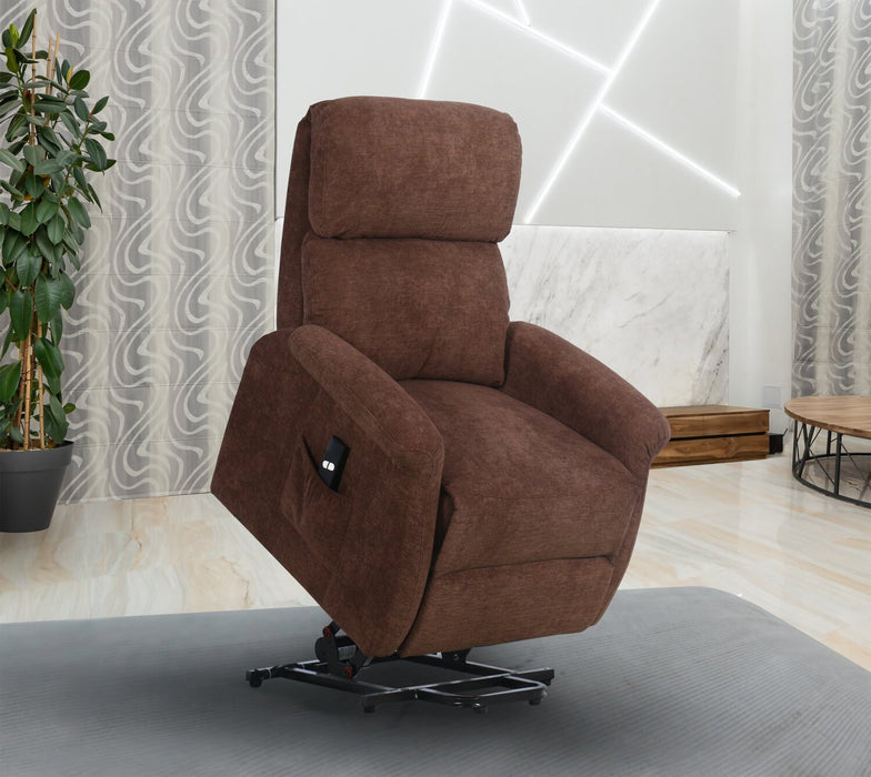 Fauteuil basculeur à inclinaison électrique Ruben de 32 po en tissu de chenille - brun chocolat