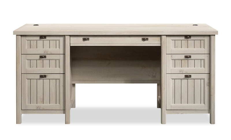 Bureau de direction Costa de 65,12 po à 7 tiroirs - marron blanchi