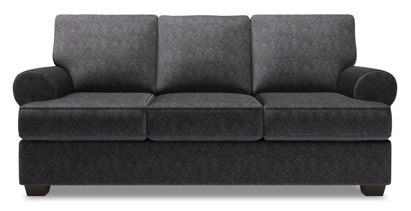 Sofa-lit personnalisable Roll de Sofa Lab de 86 po fabriqué au Canada en tissu de chenille avec accoudoirs enroulés - gris Luxury Charcoal