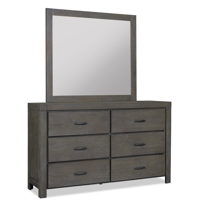 Miroir de commode de chambre à coucher Koda en pin - gris